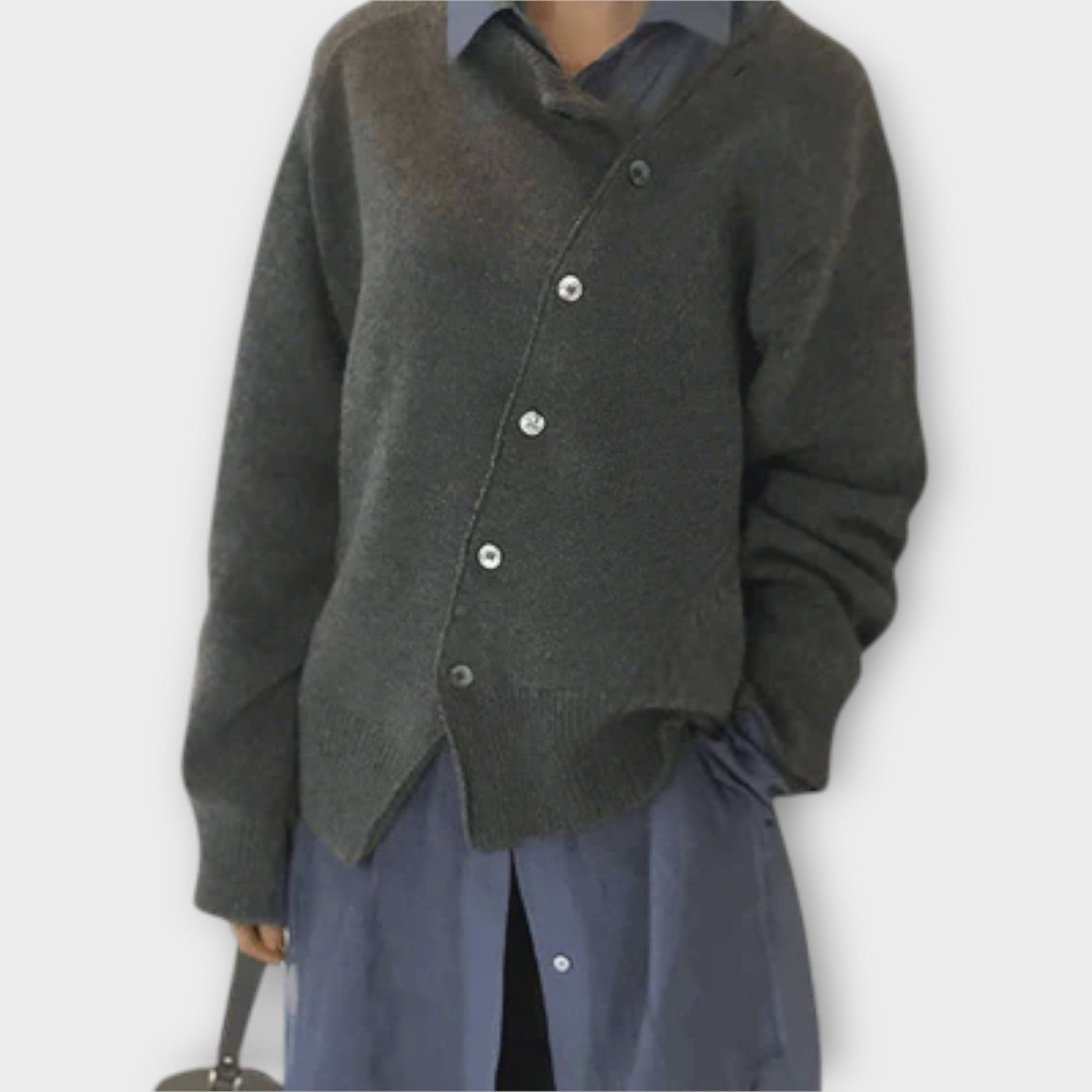 Asymmetrisk Knapp-Cardigan – Oansträngad Raffinering med Modern Twist
