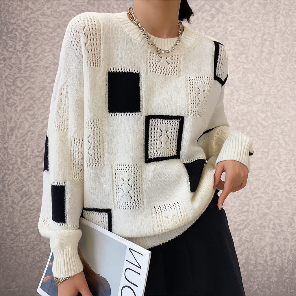 Geometrisk Tröja – Konstnärlig Stil med Oansträngd Elegans