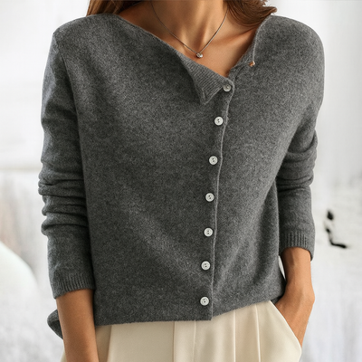 Mysig antracitfärgad cardigan med knappar – Okomplicerad elegans