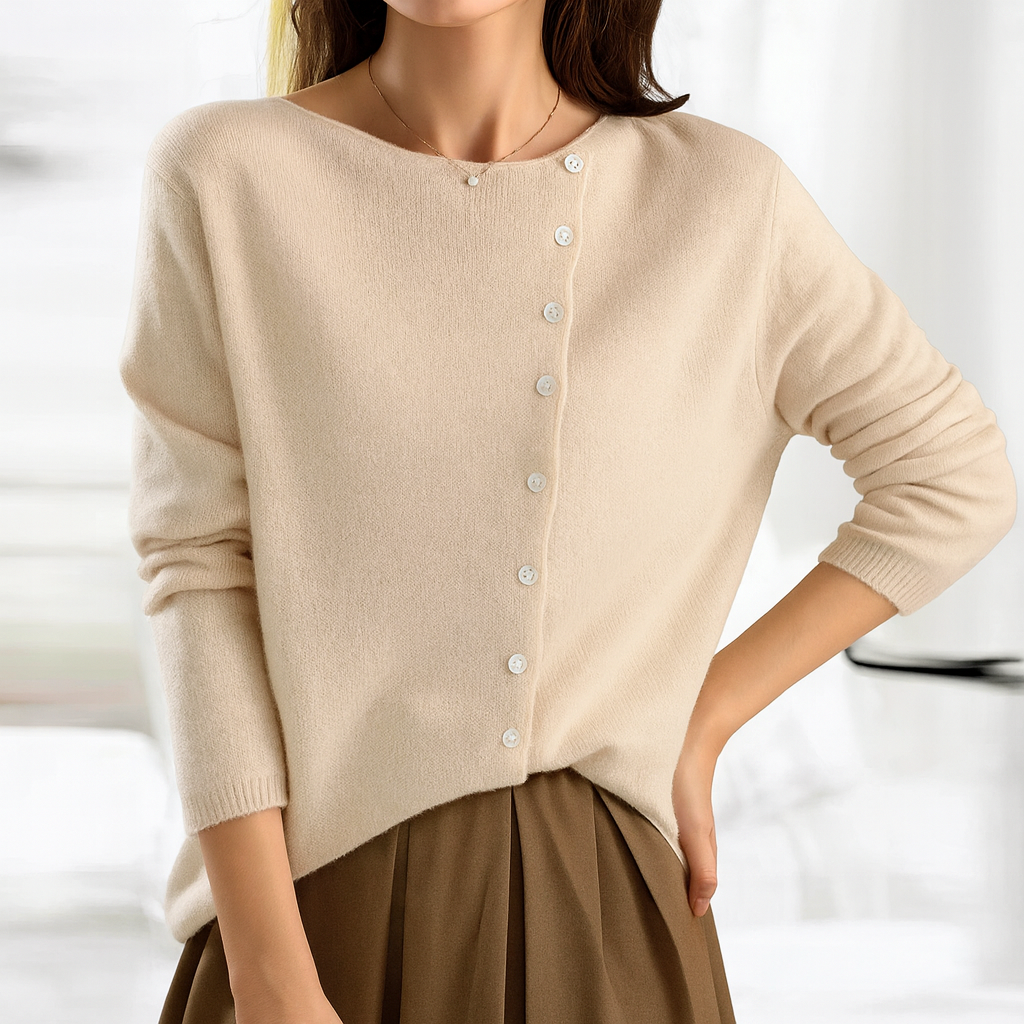 Mysig antracitfärgad cardigan med knappar – Okomplicerad elegans