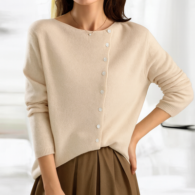 Mysig antracitfärgad cardigan med knappar – Okomplicerad elegans