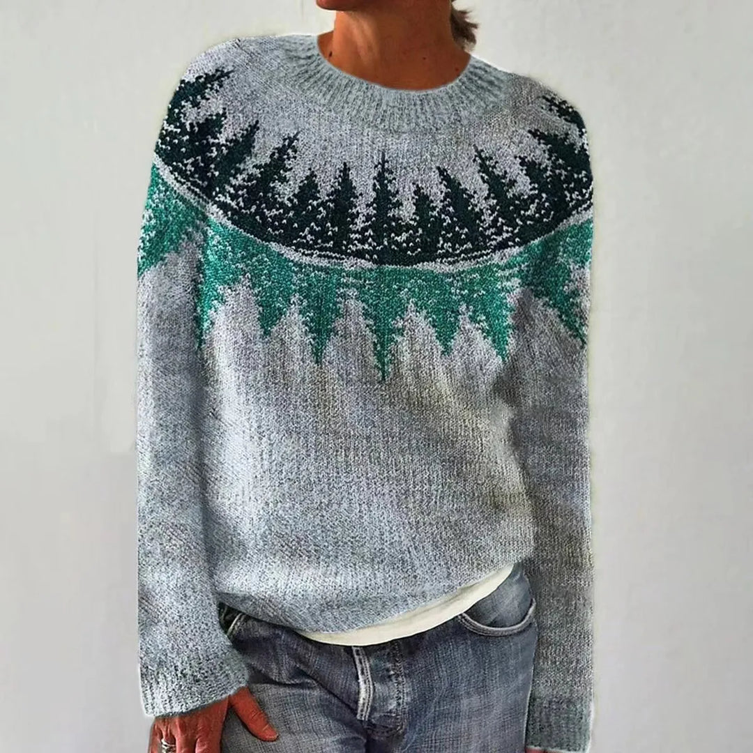 Pullover med skogsmönster – Bekväm stil med naturens charm